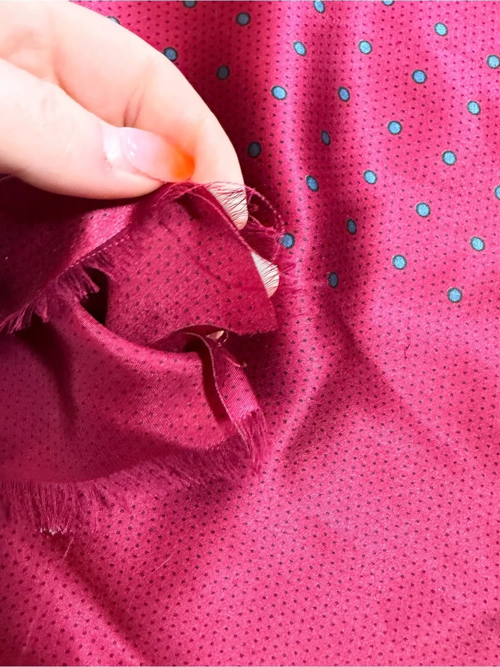 Vintage JAEGER Pure Silk Scarf Burgundy Magenta Polka Dot Long Dress Muffler